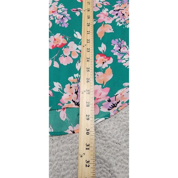 Torrid Womens Green Floral Print V Neck Top‎ Short Sleeve Blouse Plus Size 2 - Picture 9 of 10